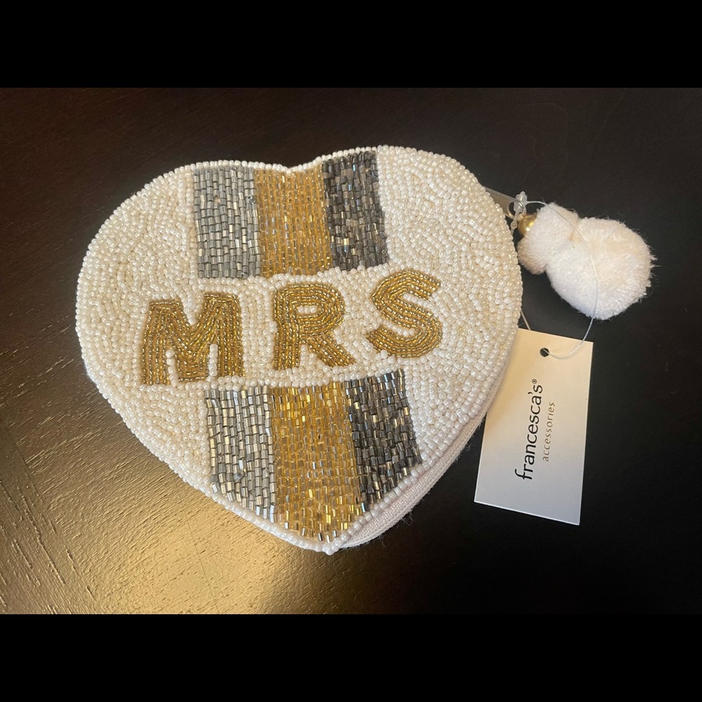 * Mrs.* beaded pouch